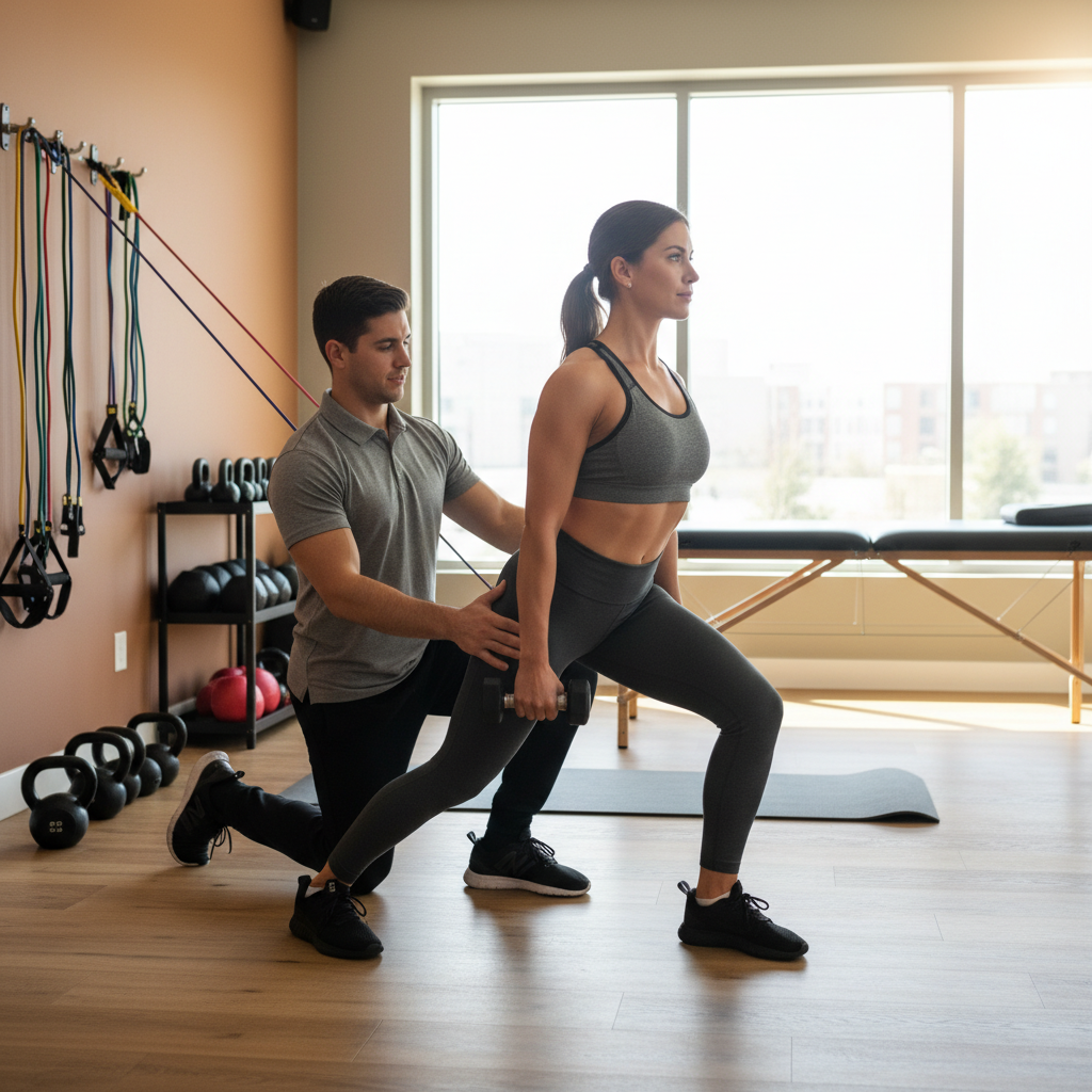 Athlete performing strength training exercises with physical therapy guidance in Farmers Branch for performance enhancement and injury prevention