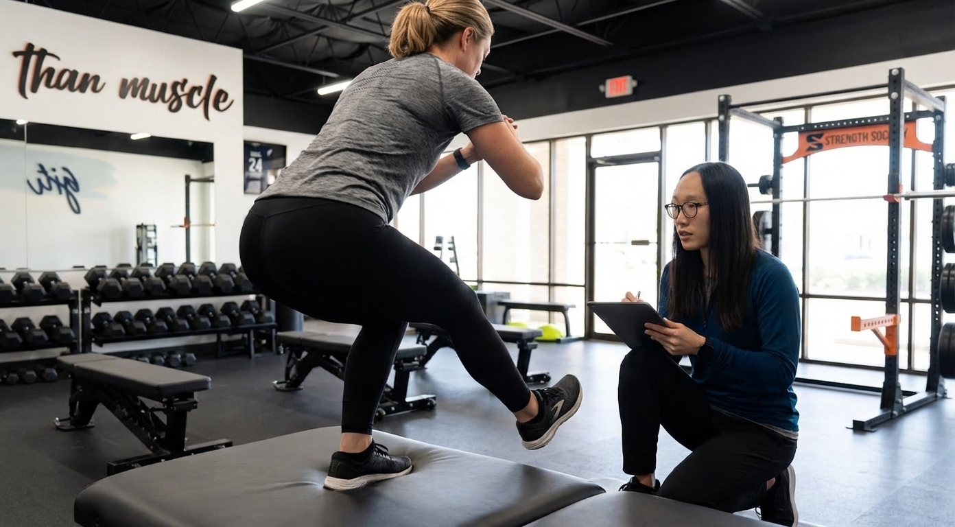 Patient working with a provider at a performance physical therapy clinic in Farmers Branch